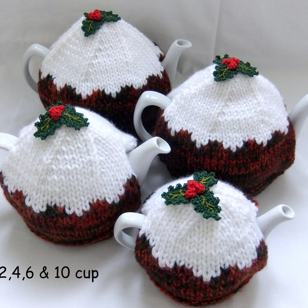 Hand Knitted Christmas Pudding Tea & Egg Cosys - 2,4,6 and 10 cup sizes in tea cosys  (custom orders available for this item)