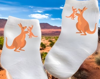 Baby/Toddler/Child Kangaroo Joey Socks. Multiple sizes offered. Choose from 0-6 months to 10 years.  Every Baby Needs. Cute Baby Gift!