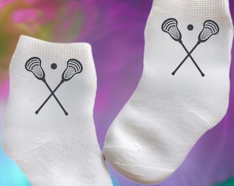 Baby/Toddler/Child Lacrosse Socks. Multiple sizes offered. Choose from 0-6 months to 10 years. Every Baby Needs. Cute Baby Gift!