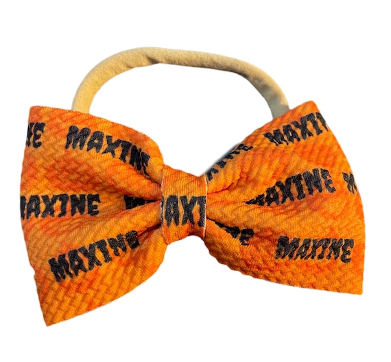 Girls Halloween Fall Bow with NAME on Hat, Headband or Clip! Custom Made Farbic Bow. EXCLUSIVE