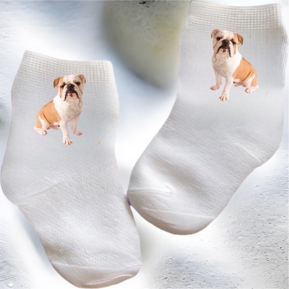 Chaussettes mignonnes en forme de bouledogue pour bébé/enfant/enfant.  Plusieurs tailles proposées. Choisissez entre 0-6 mois et 10 ans. Cadeau  mignon -  France