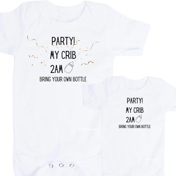 Party! My Crib 2AM Baby Bodysuit! You choose Size. Great Gift and cute Keepsake