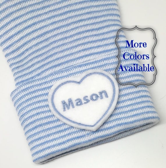 Newborn Hospital Hat Monogramed with Name! For a BOY or GIRL! You Choose Hat and Applique Color. 1st Keepsake! Super Cute! Personalized!!