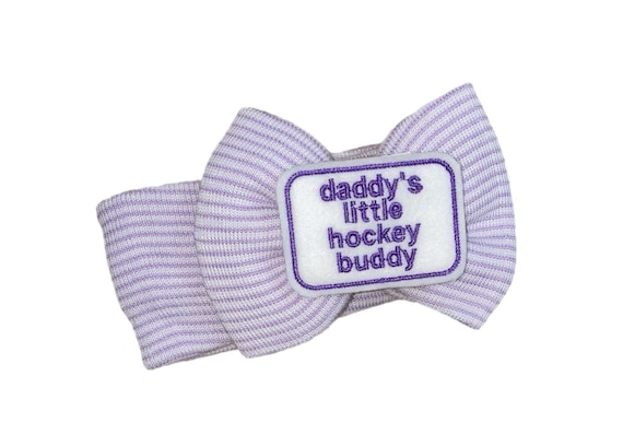 Girls Bow with daddy's little Hockey or Other Sport buddy YOU CHOOSE it on Headband or Alligator Clip , Great Gift! Surprise Dad!