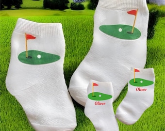 Baby/Toddler/Child Golf Socks. Multiple sizes offered. Choose from 0-6 Months to 14 Years. Cute Gift!