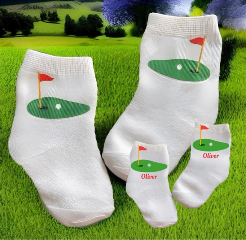 Baby/Toddler/Child Golf Socks. Multiple sizes offered. Choose from 0-6 Months to 14 Years. Cute Gift image 1