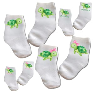 Baby/Toddler/Child Turtle Socks with or without Bow. 1 Pair of Socks. Multiple sizes offered. Choose from 0-6 months to 10 years. Cute Gift!