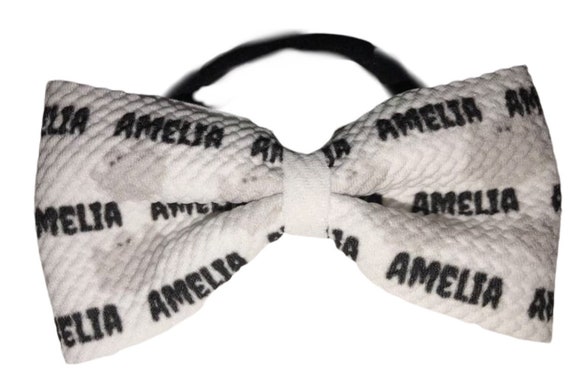Girls Halloween Fall Bow with NAME on Hat, Headband or Clip! Custom Made Fabric Bow. EXCLUSIVE