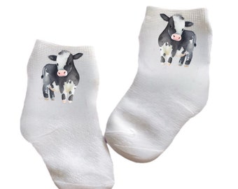Baby/Toddler/Child Cow Calf Socks. Multiple sizes offered. Choose from 0-6 months to 10 years.  Every Baby Needs. Cute Baby Gift!
