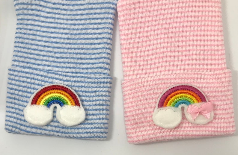 Newborn Hospital Hats Rainbow Babiess . You get 2 Twin Babies 1st Keepsakes Newborn Hospital Beanies. Newborn Baby Hats Cute image 7