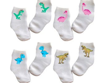 Baby/Toddler/ Child Dinosaur Socks size. Multiple sizes offered. Choose from 0-6 months to 10 years. You Choose Design and Size. Cute Gift!