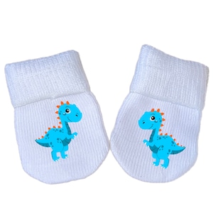 PREEMIE MITTENS with Baby Dinosaur Baby and Sock Option! Preemie No Scratch Mittens AnD Or PREEMIE SoCKS!