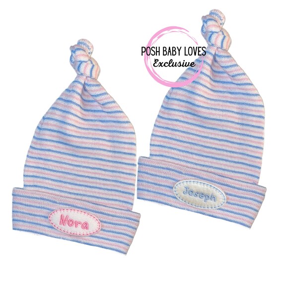 Personalized Hats! Baby Gift. Newborn Hospital Hats.  Personalized Twin Hats! Great Gift.  Super Cute