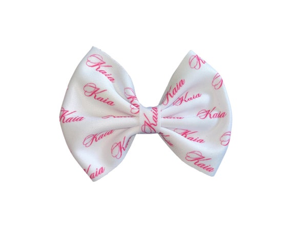Girls Bow Hat or Headband with NAME! Baby Girl Bow!  Custom Made Fabric Bow. Newborn Hospital Hat. Newborn Hat. Infant Beanie. EXCLUSIVE