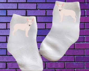 Baby/Toddler/Child Cute Bull Terrier Socks. Multiple sizes offered. Choose from 0-6 months to 10 years. Cute Gift!