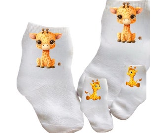 Baby/Toddler/Child Giraffe Socks. Multiple sizes offered. Choose from 0-6 months to 10 years.  Every Baby Needs. Cute Baby Gift!