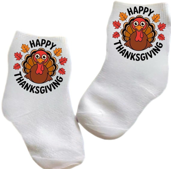 Baby/Child Happy ThaNKsGIvIng Socks with Turkey. Multiple Sizes Offered. You Choose. Cute Gift!