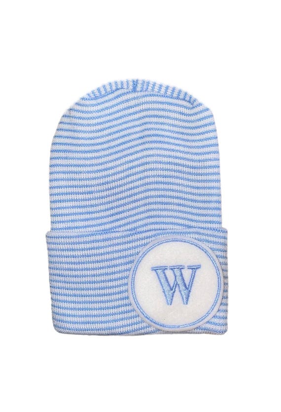 Newborn Hospital Hat Monogramed with Name or Initial For a BOY or Girl! You Choose Hat and Applique Color. 1st Keepsake! Cute!