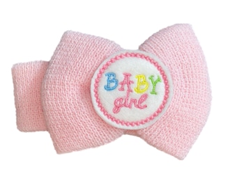 HAARBAND mit Baby Mädchen auf rosa Strickschleife. Erinnerungsstück! Tolles Geschenk