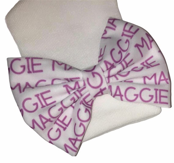 Girls Bow on Hat or Headband with NAME! You Choose at Checkout. Baby Girl Bow!  Custom Made Bow. EXCLUSIVE