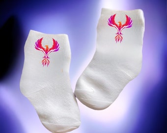 Baby/Toddler/Child Phoenix Socks. Multiple sizes offered. Choose from 0-6 months to 14 years. Cute Gift!