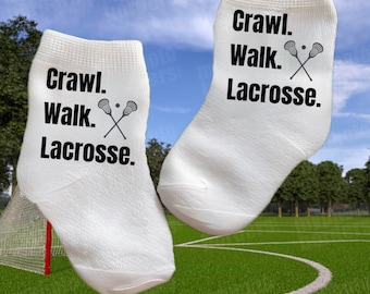 Baby/Toddler/Child Lacrosse Socks. Multiple sizes offered. Choose from 0-6 months to 10 years. Every Baby Needs. Cute Baby Gift!