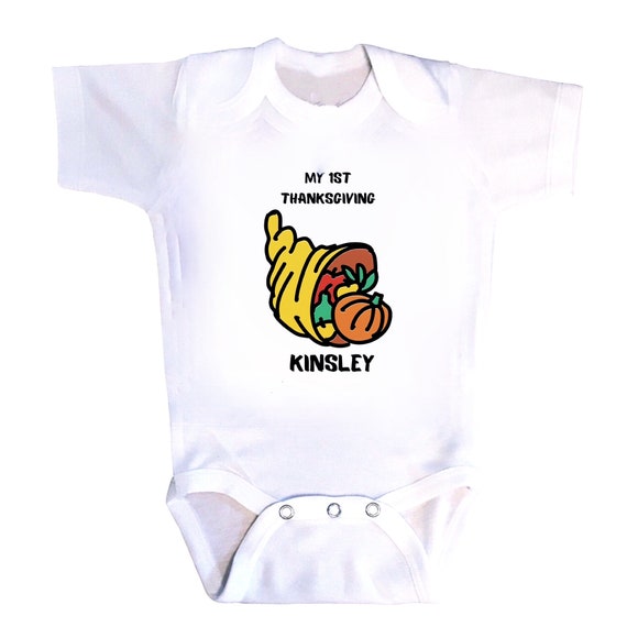 My First Thanksgiving Bodysuit You Choose Long or Short Sleeve with or without name. Great Gift. You choose Size