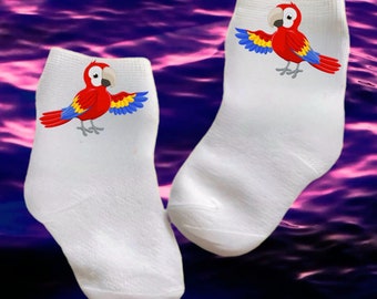 Baby/Toddler/Child Cute Parrot Socks. Multiple sizes offered. Choose from 0-6 months to 14 years. Cute Gift!