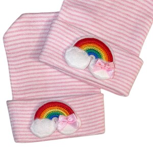 Newborn Hospital Hats Rainbow Babiess . You get 2 Twin Babies 1st Keepsakes Newborn Hospital Beanies. Newborn Baby Hats Cute image 3