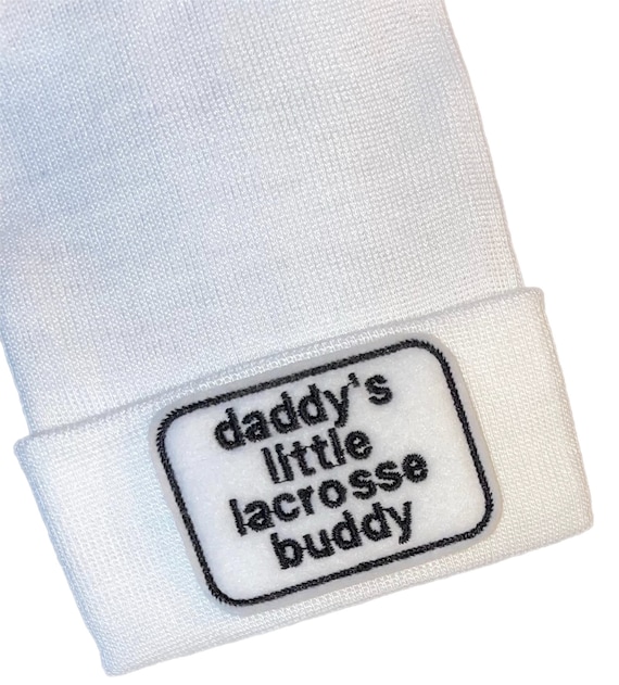 Newborn Hospital Hat daddy's little Lacrosse buddy. 1st Keepsake, Baby Boy Hat. Gender Reveal, Surprise Dad! Coming Home Hat, Cute Baby Gi