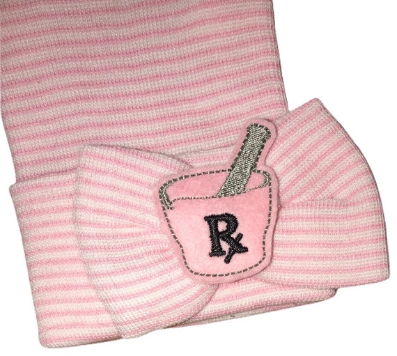 Newborn Hospital Hat. Pharmacy Newborn Hospital Beanie. For Baby Girl!  My Parent is a Pharmacist. Cute gift for baby of Pharmacist!