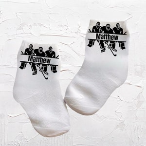 Baby/Toddler/Child Hockey Socks with Name. Multiple sizes offered. Choose from 0-6 months to 10 years. Every Baby Needs. Cute Baby Gift!