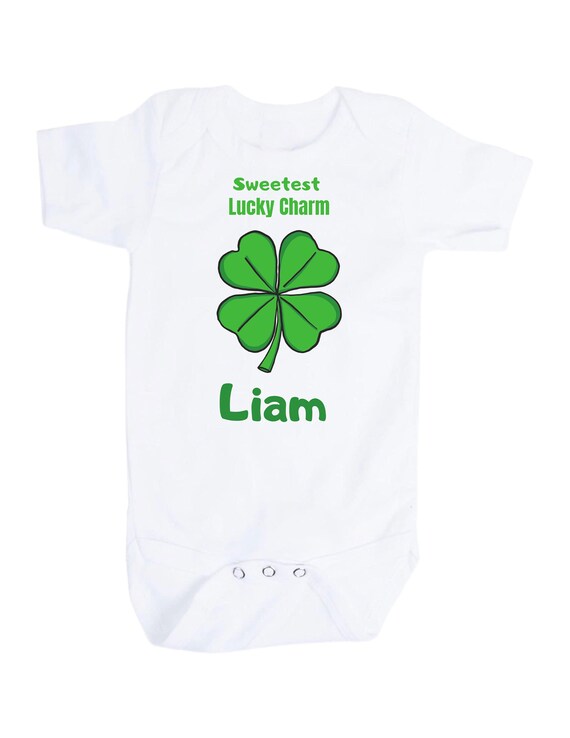 Lucky Charm Bodysuit with or without Name. St Patricks Day Baby.  You choose Size.  GREaT GiFT!