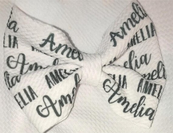 Girls Bow Hat or Headband with NAME! Baby Girl Bow!  Custom Made Farbic Bow. Newborn Hospital Hat. Newborn Hat. Infant Beanie. EXCLUSIVE