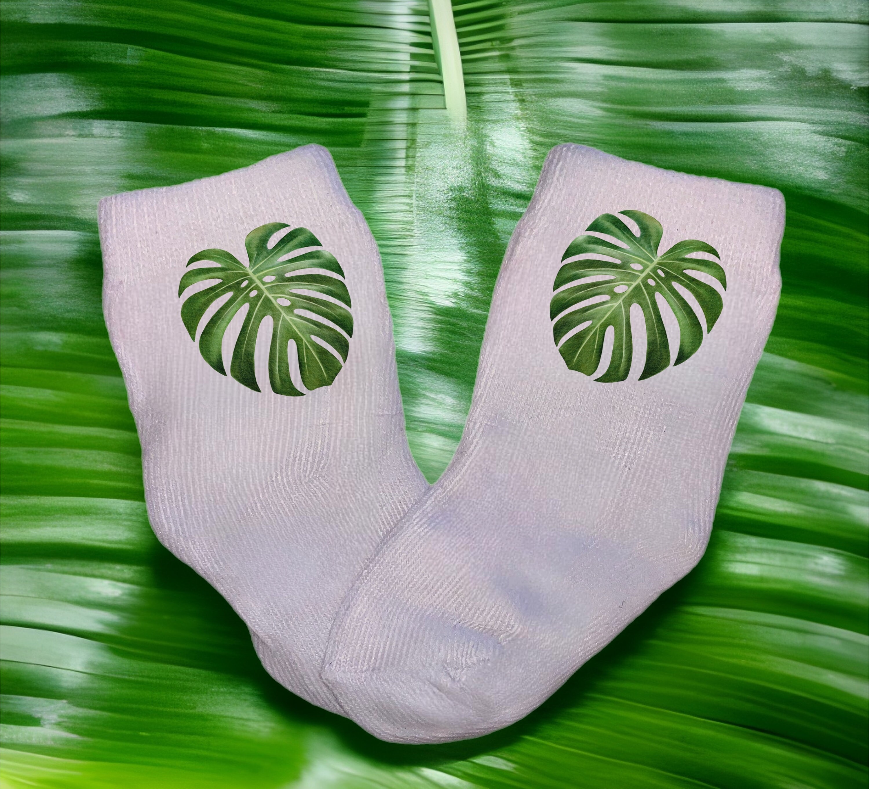 Baby/Toddler/Child Monstera Leaf Socks. Multiple sizes offered. Choose from 0-6 Months to 10 Years. Every Baby Needs. Cute Baby Gift!