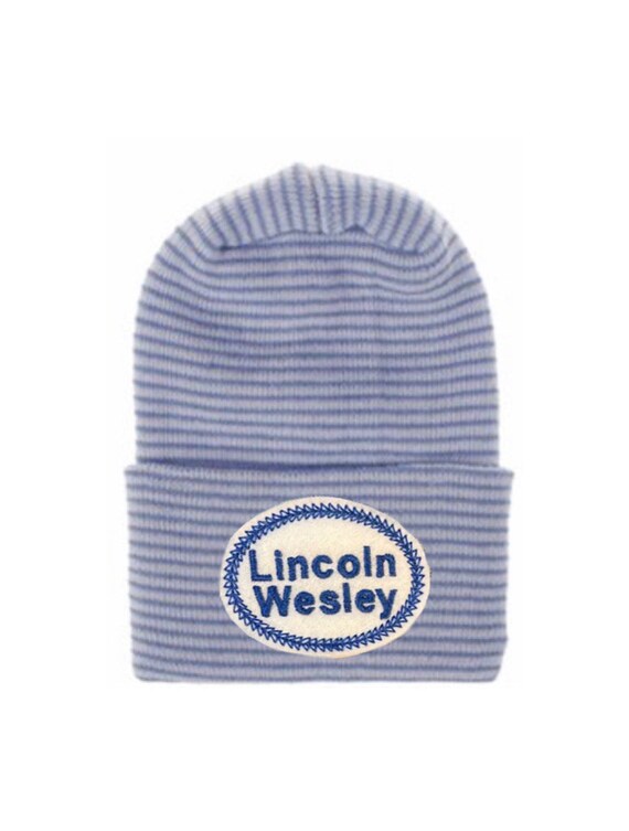 Newborn Hat Monogramed with Name! 1st Keepsake! Super Cute! Great Gift. For Boy or Girl!