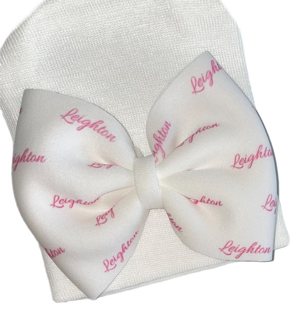 Name Bow Hat or Headband. Ships Within 2 Business Days. Newborn Size Hat.  CHOiCE Of HaT and NAmE CoLOR. SHIPS FAST Great Photo Prop.