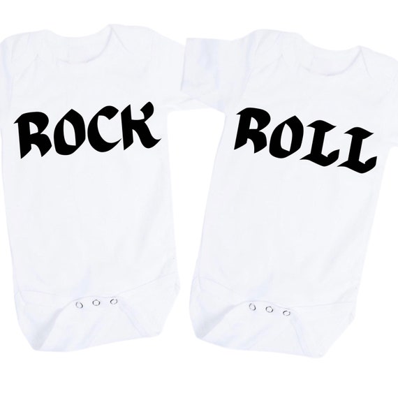 Baby Bodysuits. Rock and Roll. 2 Bodysuits. Perfect for Twins.  You Choose Size