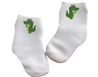 Baby/Toddler/Child Alligator Socks. Multiple sizes offered. Choose from 0-6 months to 10 years.  Every Baby Needs. Cute Baby Gift!