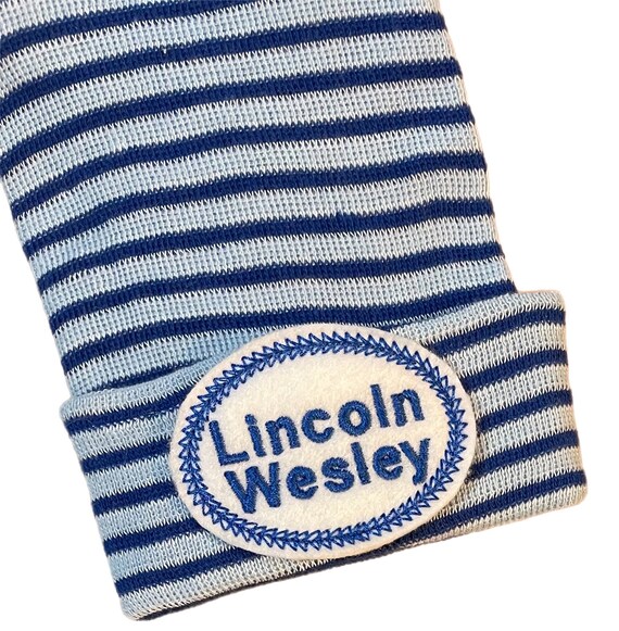 Newborn Hospital Hat2PlyMonogramed with Name! For a BOY or GIRL! You Choose Hat and Applique Color. 1st Keepsake! Super Cute! Personalized!!
