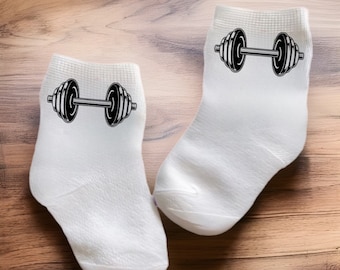 Baby/Toddler/Child Weight Lifter Barbell Socks. Multiple sises offered. Choose from 0-6 months to 10 years. Cute Baby Gift!