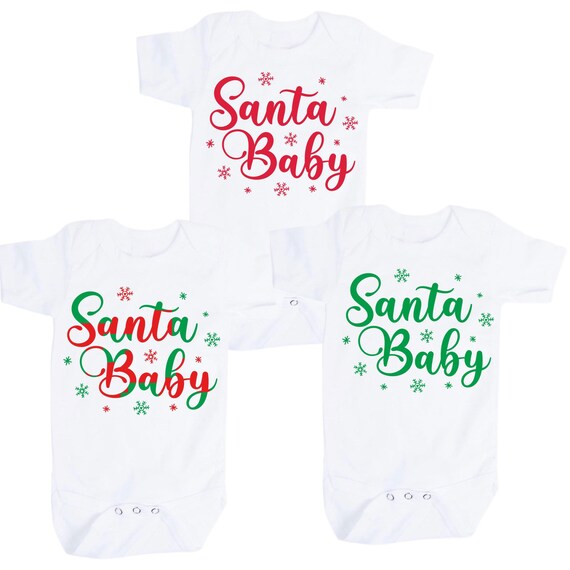 Santa Bodysuit Up To Size 24 Months You Choose Long or Short Sleeve and Word Color. Great Gift. You choose Size and Word Color