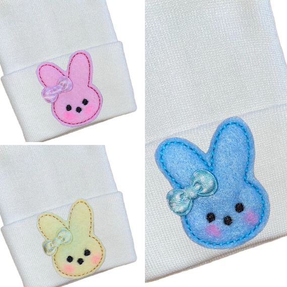 Newborn Hospital Hat Baby Beanie Spring or Easter Newborn Hat with BUNNY! Cute and Makes a Great Gift and Cute Photo Prop!