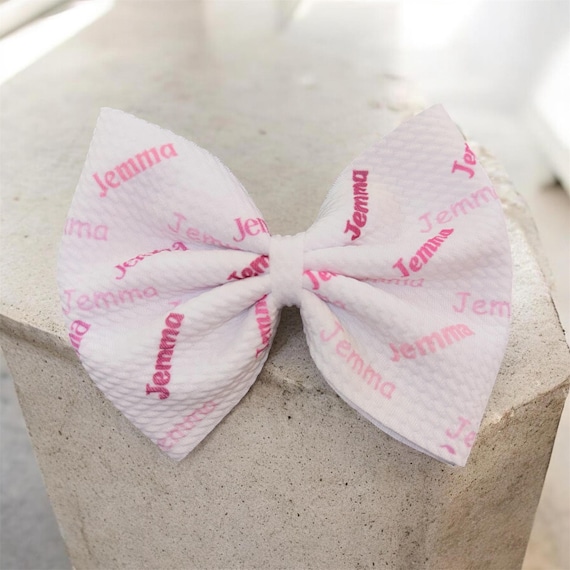 Girls Bow Hat or Headband with NAME! Baby Girl Bow!  Custom Made Fabric Bow. Newborn Hospital Hat. Newborn Hat. Infant Beanie. EXCLUSIVE