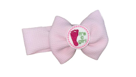 NEWBORN HEADBAND It’s a Girl on pink Bow. 1st Keepsake! Great Gift