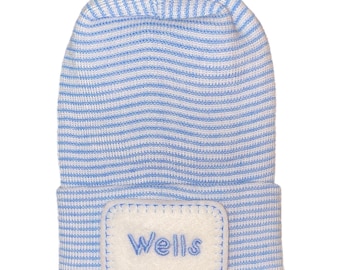 ¡Gorro de hospital para recién nacido con monograma y nombre! ¡Para niño o niña! Elige el color del gorro y del aplique. ¡Primer recuerdo! ¡Súper bonito! ¡Personalizado!