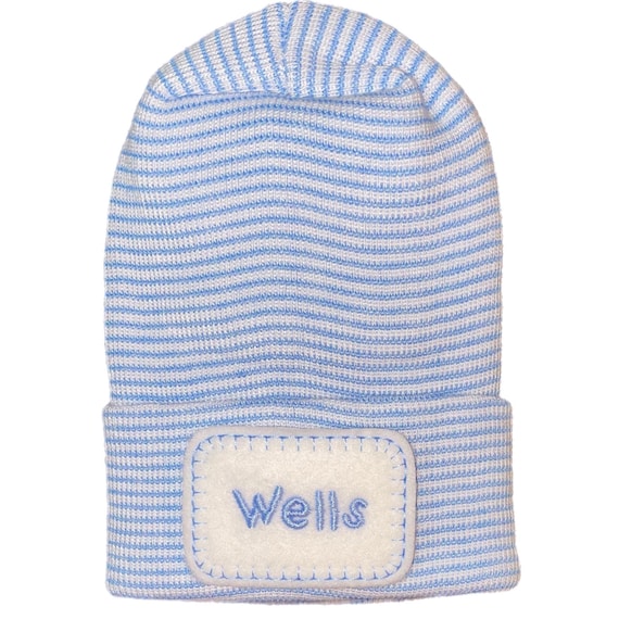 Newborn Hospital Hat Monogramed with Name! For a BOY or GIRL! You Choose Hat and Applique Color. 1st Keepsake! Super Cute! Personalized!!