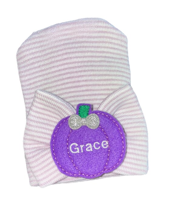 Personalized Pumpkin Baby Hat: Newborn Hospital Beanie