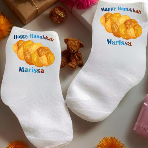 Baby/Toddler/Child Holiday Hanukkah Socks. With or Without Name. Choose size from 0-6 months to adult. Cute Gift!