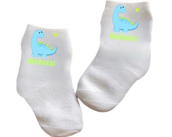 Baby/Toddler/ Child Dinosaur Socks size. Multiple sizes offered. Choose from 0-6 months to 10 years. You Choose Size. Cute Gift!